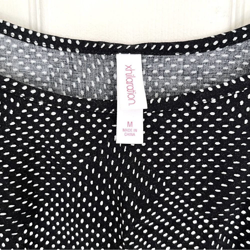 πΈ3/$25 Xhilaration Short Sleeve Black and White Polka Dot Mini Dress, Size M - Picture 11 of 13